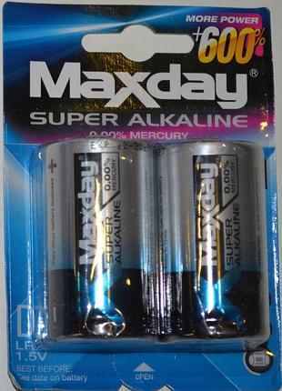 Батарейки пальчикові maxday super alcaline r20 1,5v, 12 шт./па...