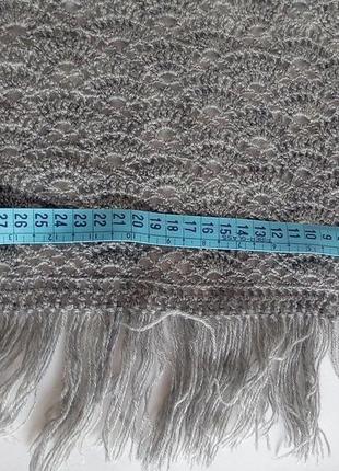 Шаль, палантин, шарф -снуд серый, ажурный вязаный крючком.7 фото