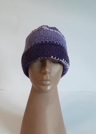 Шапка вязана жіноча зимова шапка бузкова головні убори для жінок3 фото