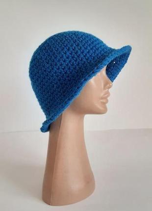 Шляпа клош. вязаная женская шапка шляпка винтажный стиль6 фото