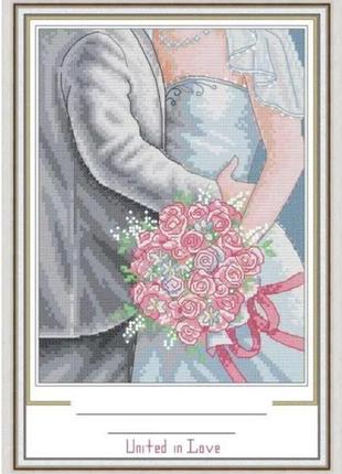 Набір для вишивання за нанесеною на канву схемою "wedding anniversary". aida 14ct printed, 21*32 см