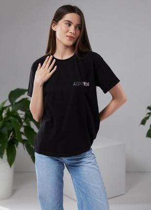 Жіноча футболка з написом кохаyou чорна | 807872 фото