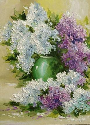 Картина маслом "сирень в вазе"