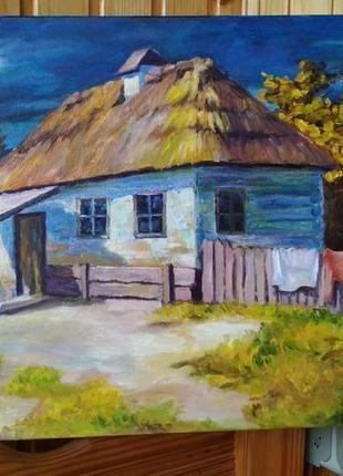Картина маслом "сільський будиночок"
