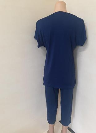 Женский летний костюм футболка бриджи турция синий 48 50 526 фото