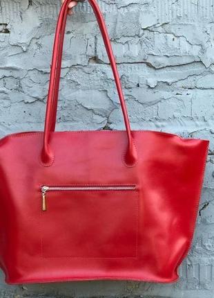 Шкіряна жіноча сумка-шоппер3 фото