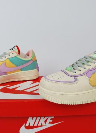 Женские кроссовки цветные nike air force 1 shadow pale ivory. обувь женская найк аир форсе 1 шедоу айвори6 фото