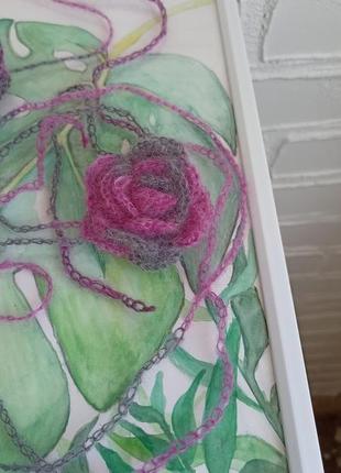 Тендітні чокери з мохеру, чокер троянда, прикраса у волосся, прикраса на пояс2 фото