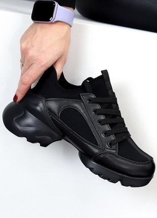 Зимові кросівки в стилі ді0р в чорному кольорі5 фото