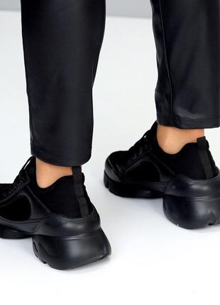 Зимові кросівки в стилі ді0р в чорному кольорі3 фото