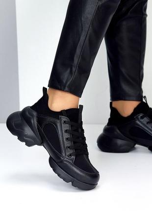 Зимові кросівки в стилі ді0р в чорному кольорі2 фото
