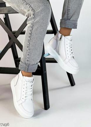 Демісезонні черевики шкіряні у білому та чорному кольорі7 фото
