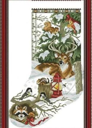 Набор для вышивания по нанесённой на канву схеме "winter jungle stoc" . aida 14ct printed, 34*53 см