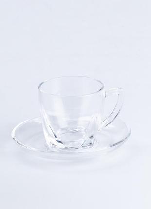Чашка скляна для чаю та кави прозора з ручкою2 фото