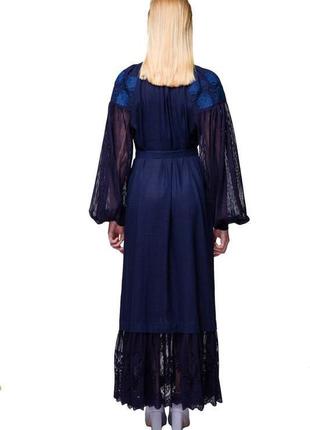 Сукня вишиванка мольфарка темно-синя3 фото