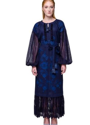 Сукня вишиванка мольфарка темно-синя4 фото