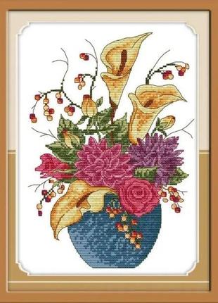 Набор для вышивания по нанесённой на канву схеме "vase". aida 14ct printed, 26*34 см