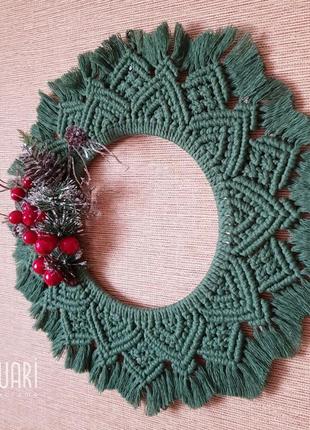 Рождественский макраме венок