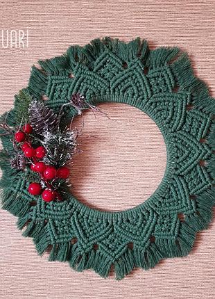 Рождественский макраме венок