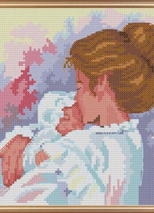 Набір для вишивання за нанесеною на канву схемою "maternal love 3". aida 14ct printed, 21*21 см