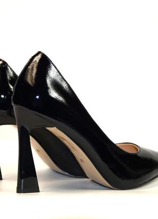 Туфли лодочки женские на высоких каблуках черные лаковая кожа m701-02a-qp113 brokolli 33685 фото