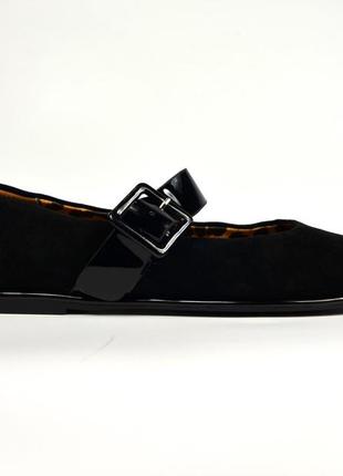 Туфлі жіночі в стилі мері джейн чорні замшеві на низькому ходу h1783-z8316-3347 brokolli 3370