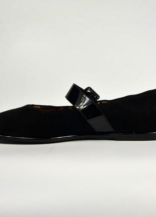Туфлі жіночі в стилі мері джейн чорні замшеві на низькому ходу h1783-z8316-3347 brokolli 33702 фото