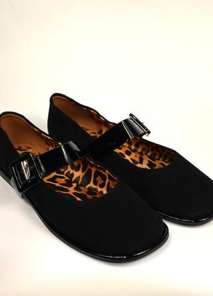 Туфлі жіночі в стилі мері джейн чорні замшеві на низькому ходу h1783-z8316-3347 brokolli 33703 фото