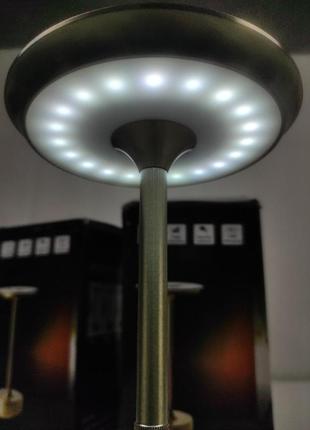 Настольная лампа аккумуляторная интерьерный фонарик металлический, лампа настольная led 3 режима сенсорный8 фото