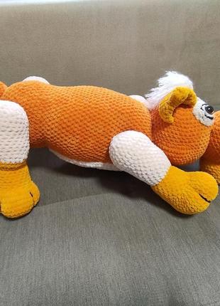 Тигр тигренок 58 см   диего  саблезубый игрушка вязаная герой мультика из ледникового периода2 фото