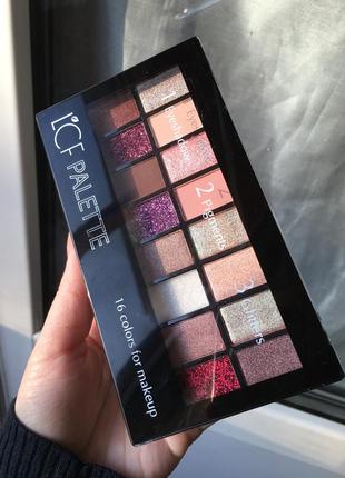 Lcf palette 16 colors for makeup палетка набір тіней блискітки глітер для повік макіяжу обличчя тіні шимерні блискучі хамелеон матові фіолетові рожеві5 фото