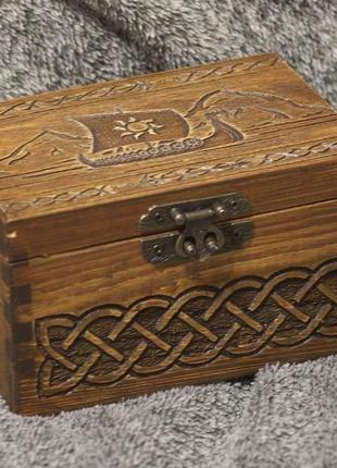 Скринька з секретним відсіком вікінги - драккар3 фото