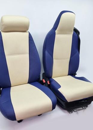 Чехол на сиденья scania euro 6 r 500 2017г (водитель пилот - пассажир подголовник), бежево-синий (антара)