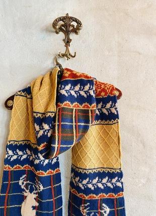 Вязаный шарф с оленями «генрих»9 фото