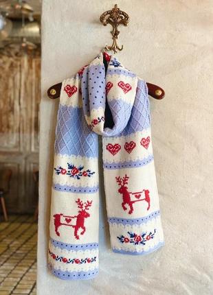Вязаный шарф с оленями «франсуа»1 фото