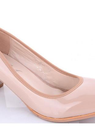 Класичні туфлі жіночі темно бежеві на середньому каблуці розмір .2 фото