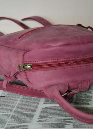 Рюкзак з натуральної шкіри crazy horse "міні" (бордо)3 фото
