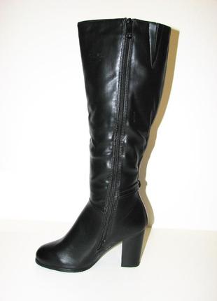 Жіночі зимові чоботи чорні еко шкіра широкий каблук 38 розмір2 фото