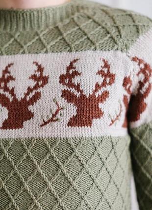 Вязаный свитер с оленями «роланд»2 фото