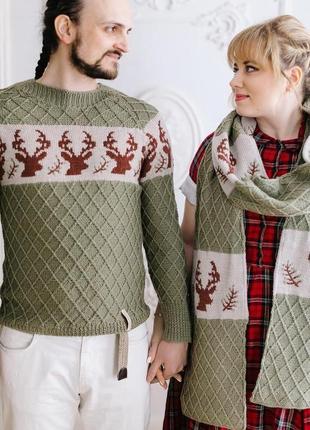Вязаный свитер с оленями «роланд»7 фото
