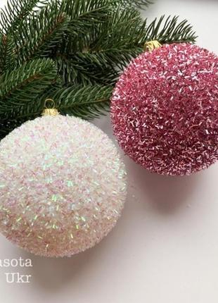 Шар новогодний 10 см “розовый иней” - xmasballs-29-12 фото