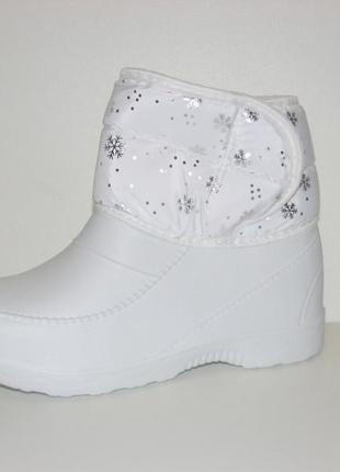 Універсальні зимові чоботи пінка ева білого кольору на липучці...4 фото