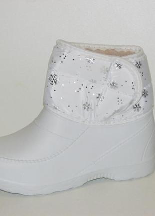 Універсальні зимові чоботи пінка ева білого кольору на липучці...7 фото