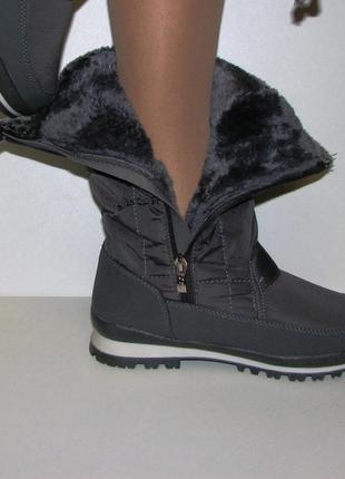 Жіночі зимові чоботи сірого кольору тракторна підошва розмір 369 фото