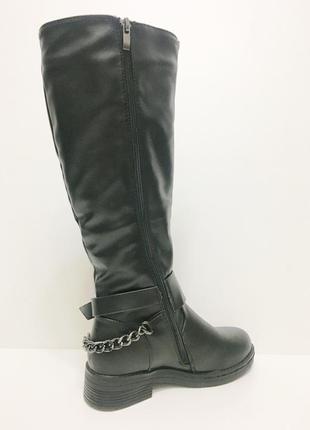 Зимові чоботи чорні еко шкіра широкий каблук 36 розмір2 фото