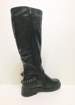 Зимові чоботи чорні еко шкіра широкий каблук 36 розмір3 фото