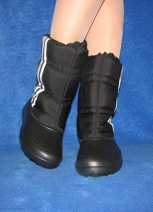 Чобітки жіночі зимові дутіки гумові на хутрі чорні пінка р...
