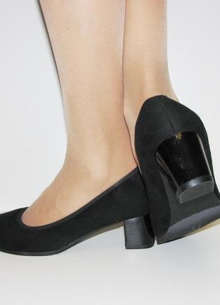 Класичні туфлі жіночі замшеві чорні розмір 41 42 43