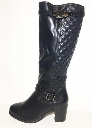 Зимові жіночі чоботи чорні еко шкіра на широкому каблуці 36 ра...1 фото