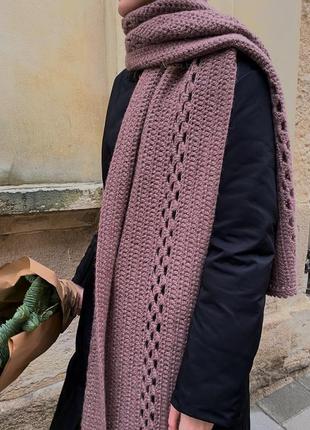 Теплий ліловий шарф з вовною альпаки dotyk tepla1 фото